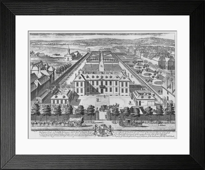 Framed Print : A bird s-eye view of Burlington House, Piccadilly, Westminster, c1707 (1911). Artist: Johannes Kip Framed Print : A bird s-eye view of Burlington House, Piccadilly, Westminster, c1707 (1911). Artist: Johannes Kip