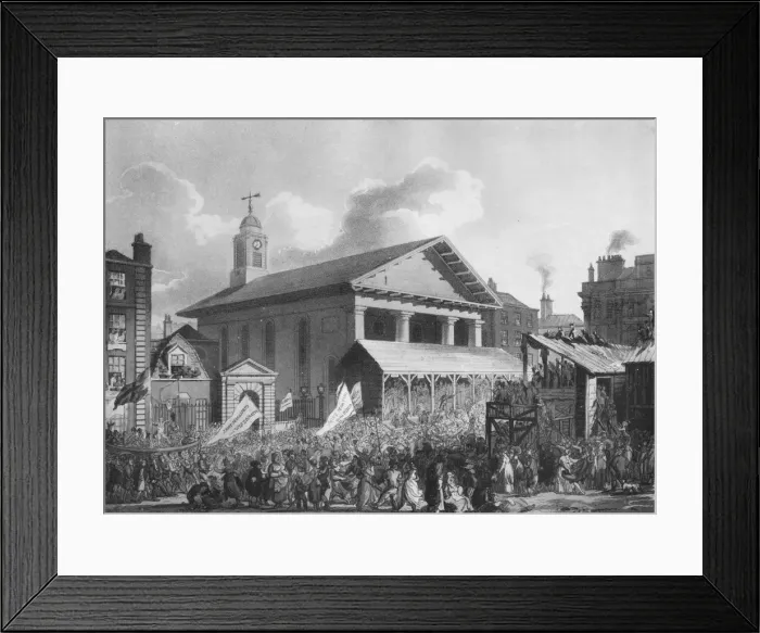 Framed Print : St Pauls Church, Covent Garden Market, during the Westminster election in 1808 (1911). Artist: Augustus Charles Pugin Framed Print : St Pauls Church, Covent Garden Market, during the Westminster election in 1808 (1911). Artist: Augustus Charles Pugin
