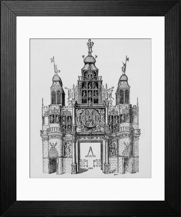 Framed Print : Triumphal arch erected at the time of the coronation of King James I, 1604 (1903) Framed Print : Triumphal arch erected at the time of the coronation of King James I, 1604 (1903)