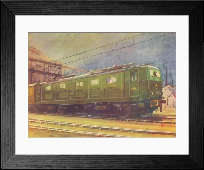 Framed Print : New Electric Locomotive, L. N. E. R. leaving Manchester London Road Station, 1940 Framed Print : New Electric Locomotive, L. N. E. R. leaving Manchester London Road Station, 1940