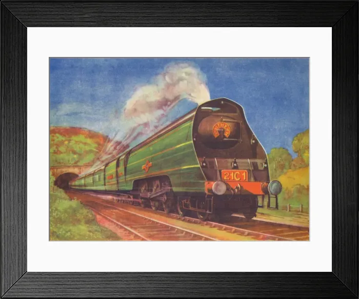 Framed Print : New Streamlined Express, Merchant Navy, S. R. leaving Honiton Tunnel, 1940 Framed Print : New Streamlined Express, Merchant Navy, S. R. leaving Honiton Tunnel, 1940