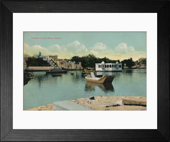 Framed Print : Temples on the River, Udaipur, c1900 Framed Print : Temples on the River, Udaipur, c1900