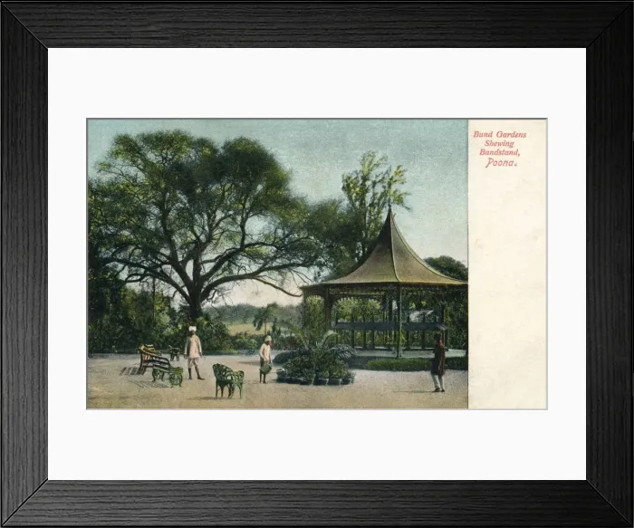 Framed Print : Bund Gardens Shewing Bandstand, Poona, c1900 Framed Print : Bund Gardens Shewing Bandstand, Poona, c1900