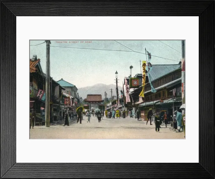 Framed Print : Theatre Street of Kobe, c1900 Framed Print : Theatre Street of Kobe, c1900