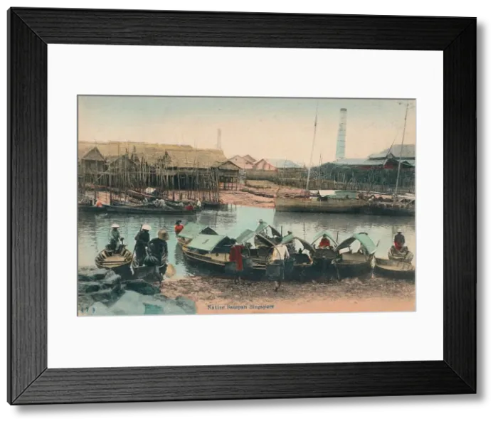 Framed Print : Native Sampan Singapore, c1910 Framed Print : Native Sampan Singapore, c1910