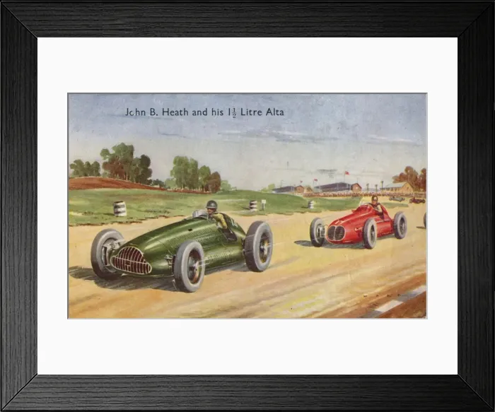 Framed Print : John B. Heath and his 1 1 / 2 Litre Alta, c1953 Framed Print : John B. Heath and his 1 1 / 2 Litre Alta, c1953