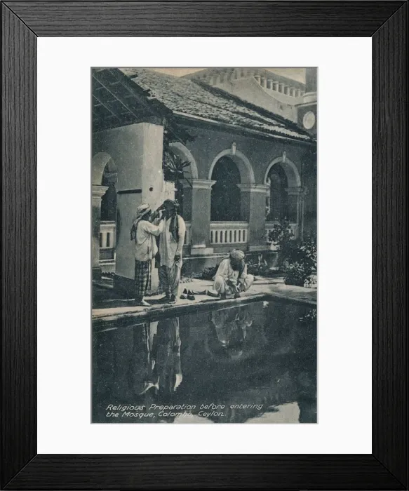 Framed Print : Religious Preparation before entering the Mosque, Colombo, Ceylon, c1910 Framed Print : Religious Preparation before entering the Mosque, Colombo, Ceylon, c1910