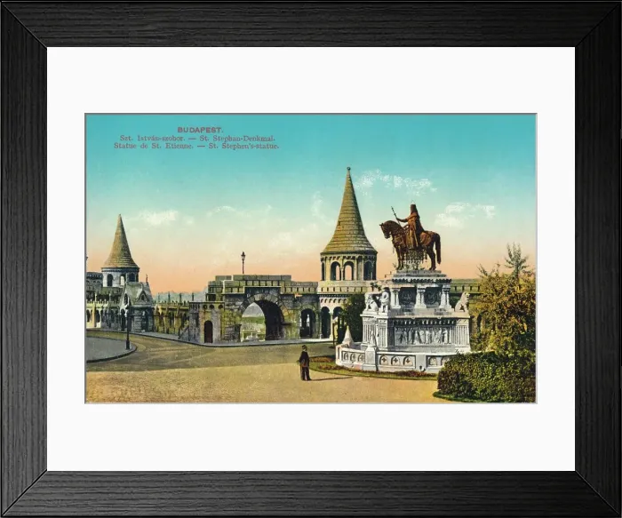 Framed Print : Budapest. - St Stephen s-statue, c1900 Framed Print : Budapest. - St Stephen s-statue, c1900