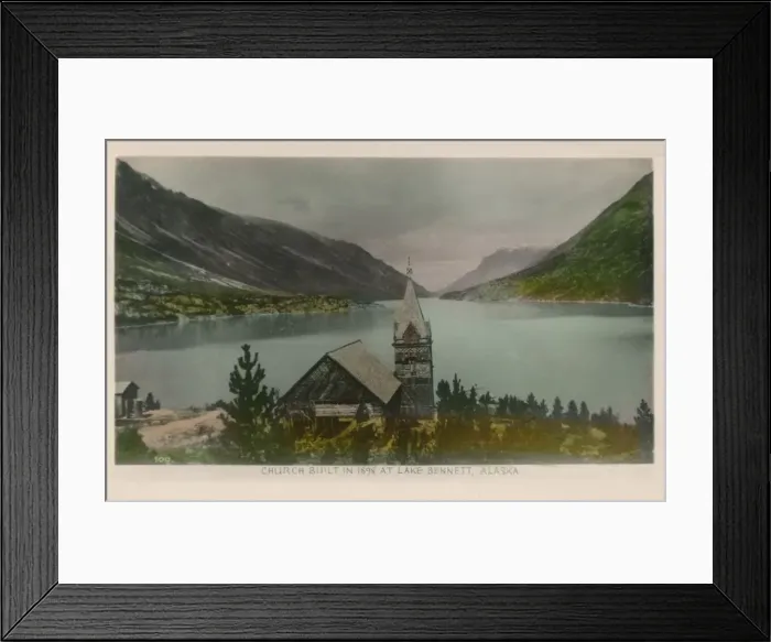 Framed Print : Church Built in 1898 at Lake Bennett, Alaska, c1910 Framed Print : Church Built in 1898 at Lake Bennett, Alaska, c1910