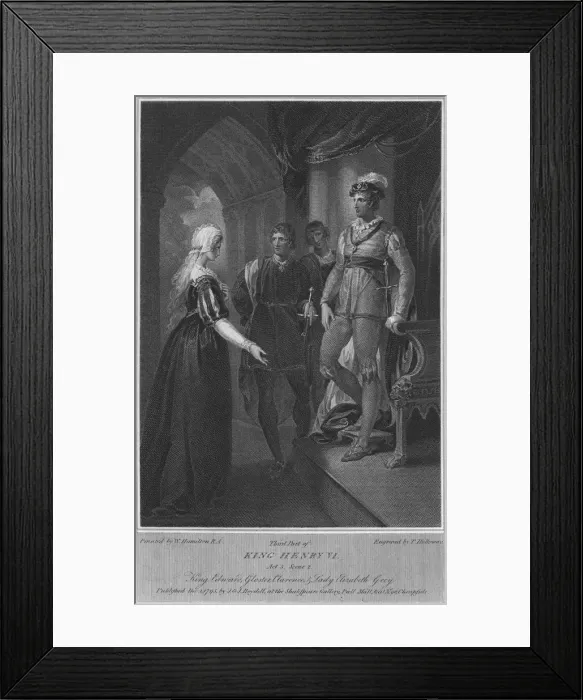 Framed Print : Third Part of King Henry VI. Act 3. Scene 2. King Edward, Gloucester, Clarence & Lady Elizabeth Gre Artist: Thomas Holloway Framed Print : Third Part of King Henry VI. Act 3. Scene 2. King Edward, Gloucester, Clarence & Lady Elizabeth Gre Artist: Thomas Holloway