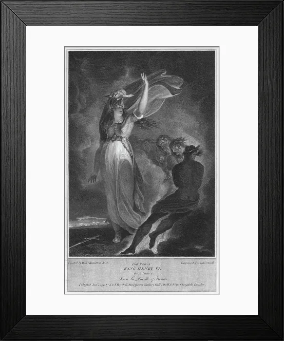 Framed Print : First part of King Henry VI. Act 5. Scene 4. Joan la Pucelle & Fiends, 1795. Artist: Anker Smith Framed Print : First part of King Henry VI. Act 5. Scene 4. Joan la Pucelle & Fiends, 1795. Artist: Anker Smith