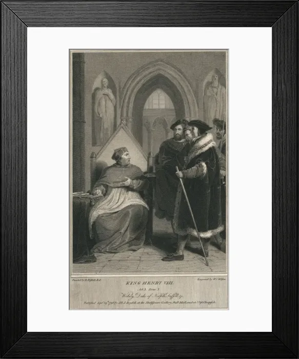 Framed Print : King Henry VIII. Act 3. Scene 2. Wolsey, Duke of Norfolk, Suffolk & c, 1796. Artist: WC Wilson Framed Print : King Henry VIII. Act 3. Scene 2. Wolsey, Duke of Norfolk, Suffolk & c, 1796. Artist: WC Wilson