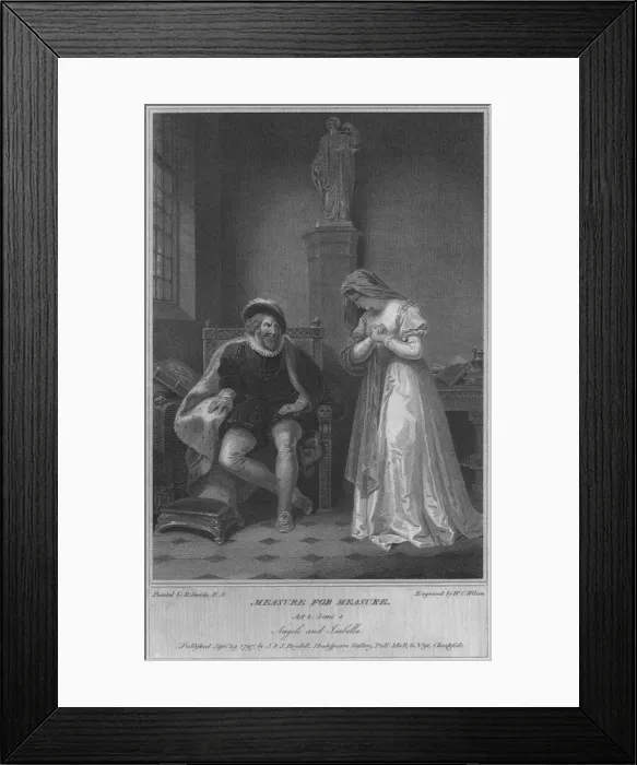 Framed Print : Measure for Measure. Act 2. Scene 4. Angelo and Isabella, 1797. Artist: WC Wilson Framed Print : Measure for Measure. Act 2. Scene 4. Angelo and Isabella, 1797. Artist: WC Wilson