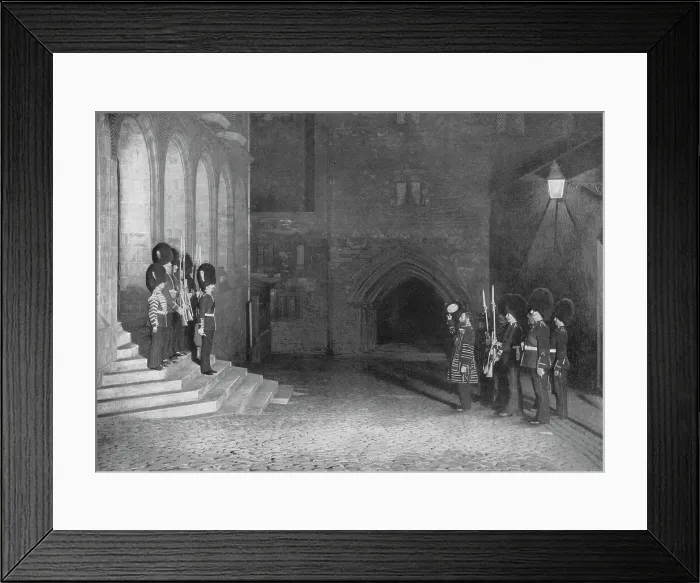 Framed Print : Saluting the Kings keys at the Tower of London, c1903 (1903) Framed Print : Saluting the Kings keys at the Tower of London, c1903 (1903)