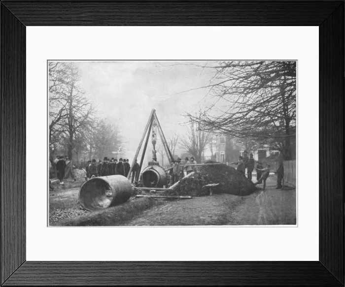 Framed Print : Laying of a big water main by the Southwark and Vauxhall Water Company, London, c1902 (1903) Framed Print : Laying of a big water main by the Southwark and Vauxhall Water Company, London, c1902 (1903)