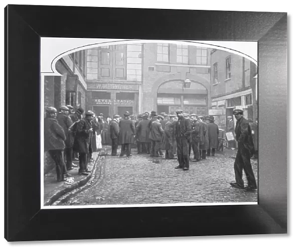 Outside a soup kitchen, Grays Yard, Marylebone, London, c1903 (1903)