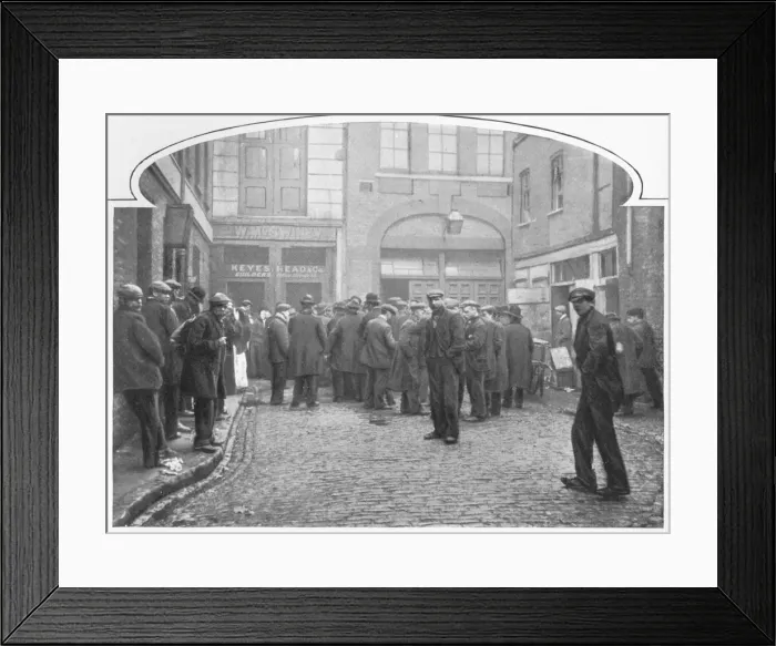 Framed Print : Outside a soup kitchen, Grays Yard, Marylebone, London, c1903 (1903) Framed Print : Outside a soup kitchen, Grays Yard, Marylebone, London, c1903 (1903)