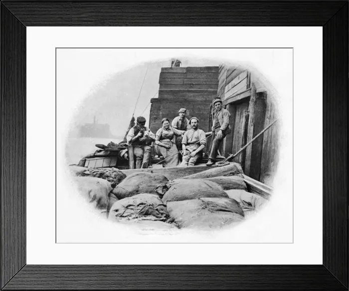 Framed Print : On board a lighter, London, c1900 (1903) Framed Print : On board a lighter, London, c1900 (1903)