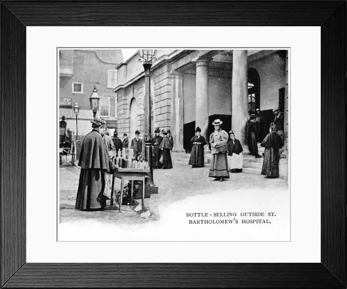 Framed Print : Bottle selling outside St Bartholomews Hospital, London, c1903 (1903) Framed Print : Bottle selling outside St Bartholomews Hospital, London, c1903 (1903)