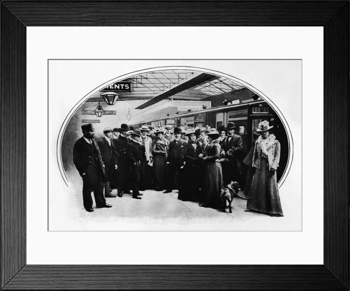 Framed Print : A theatrical company starting on tour, Euston Station, London, c1900 (1901) Framed Print : A theatrical company starting on tour, Euston Station, London, c1900 (1901)
