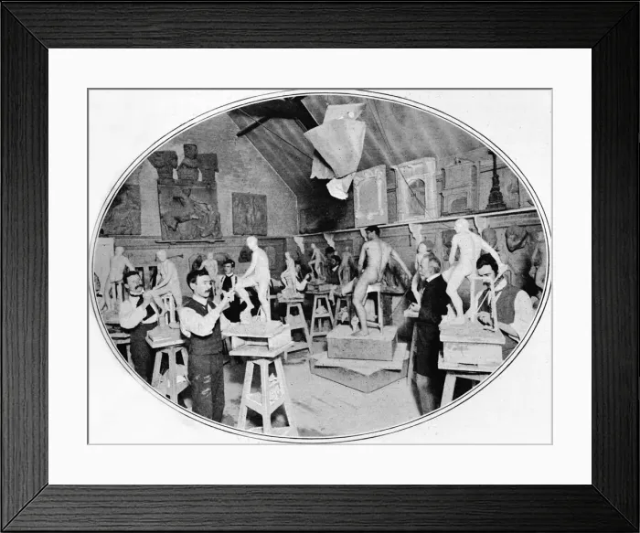 Framed Print : Art students in a sculpture modelling class, London, c1900 (1901) Framed Print : Art students in a sculpture modelling class, London, c1900 (1901)