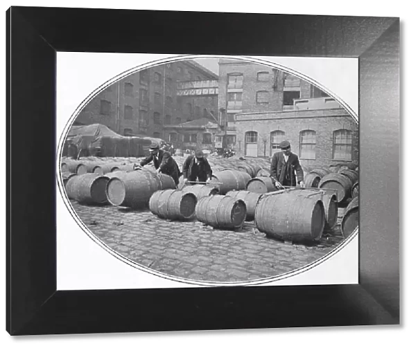 Gauging wine casks at London Docks, c1900 (1901)