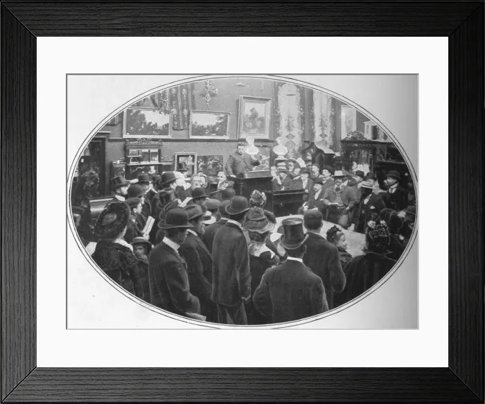 Framed Print : Auction in progress at Phillips auctioneers, London, c1901 (1901) Framed Print : Auction in progress at Phillips auctioneers, London, c1901 (1901)