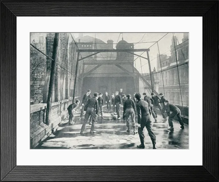 Framed Print : Boys playing football on the roof of St Pauls Cathedral Choir School, London, c1901 (1901) Framed Print : Boys playing football on the roof of St Pauls Cathedral Choir School, London, c1901 (1901)