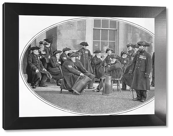 Chelsea Pensioners with black jacks, London, c1901 (1901)