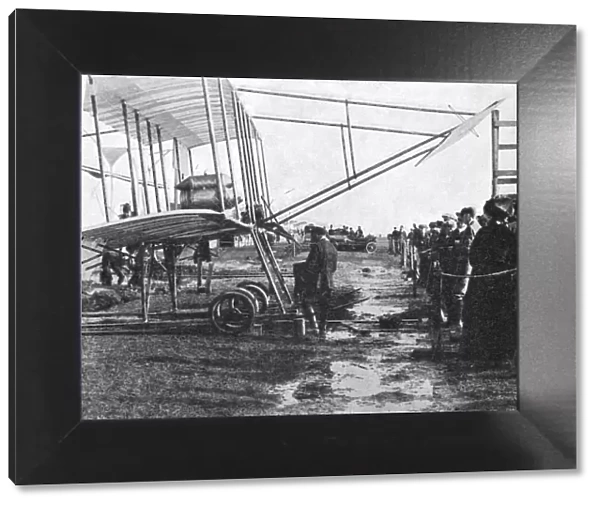 Henri Farman and his 50 hp Gnome biplane, Blackpool Aviation Meeting, Lancashire, 1909 (1933). Artist: Flight Photo