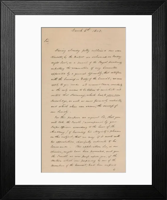 Framed Print : Letter to Benjamin West, President of the Royal Academy, 1803 (1904) Framed Print : Letter to Benjamin West, President of the Royal Academy, 1803 (1904)