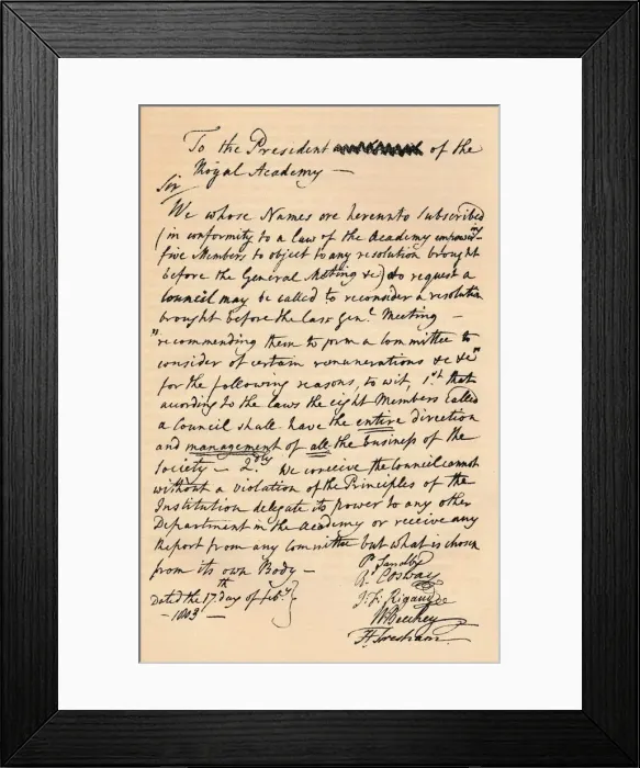 Framed Print : Letter to Benjamin West, President of the Royal Academy, 1803 (1904) Framed Print : Letter to Benjamin West, President of the Royal Academy, 1803 (1904)