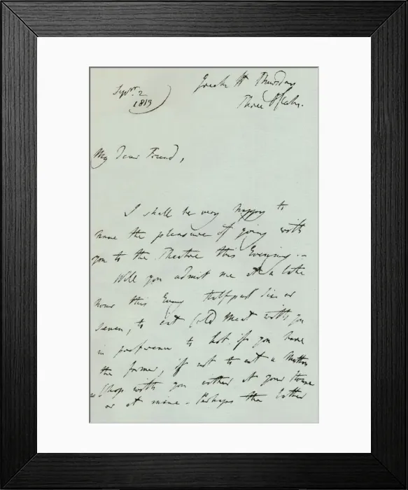 Framed Print : A letter from Sir Thomas Lawrence, 1819 (1904). Artist: Thomas Lawrence Framed Print : A letter from Sir Thomas Lawrence, 1819 (1904). Artist: Thomas Lawrence