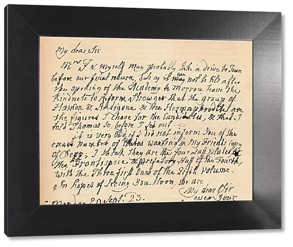 A letter from Henry Fuseli, 29 September 1823 (1904). Artist: Henry Fuseli