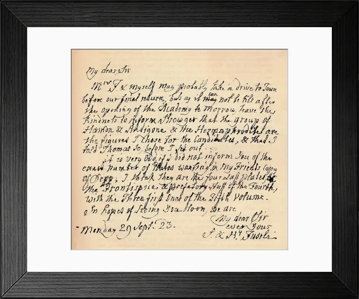 Framed Print : A letter from Henry Fuseli, 29 September 1823 (1904). Artist: Henry Fuseli
