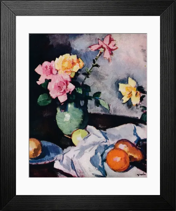 Framed Print : Roses and Fruit, c1931. Artist: Samuel John Peploe Framed Print : Roses and Fruit, c1931. Artist: Samuel John Peploe