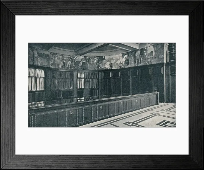 Framed Print : Interior of Grand Trunk Railways new London offices with tempera frieze by Frank Brangwyn, c1909 Framed Print : Interior of Grand Trunk Railways new London offices with tempera frieze by Frank Brangwyn, c1909