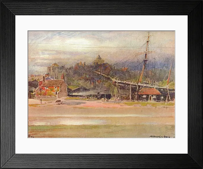 Framed Print : Boatbuilders Yard, Rye, 1910. Artist: Albert Goodwin Framed Print : Boatbuilders Yard, Rye, 1910. Artist: Albert Goodwin