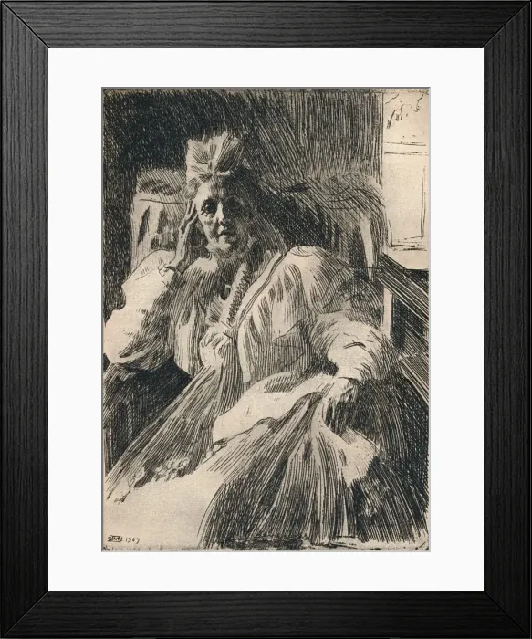 Framed Print : An Etching of the Dowagger Queen of Sweden, c1909. Artist: Anders Leonard Zorn Framed Print : An Etching of the Dowagger Queen of Sweden, c1909. Artist: Anders Leonard Zorn