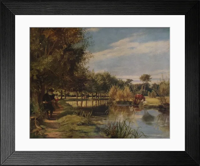 Framed Print : Izaak Walton angling: A Summers day on the banks of the Colne, (1938). Artist: Edward Matthew Ward