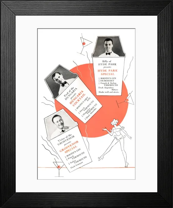 Framed Print : Cocktail recipes, c1935 (1935)