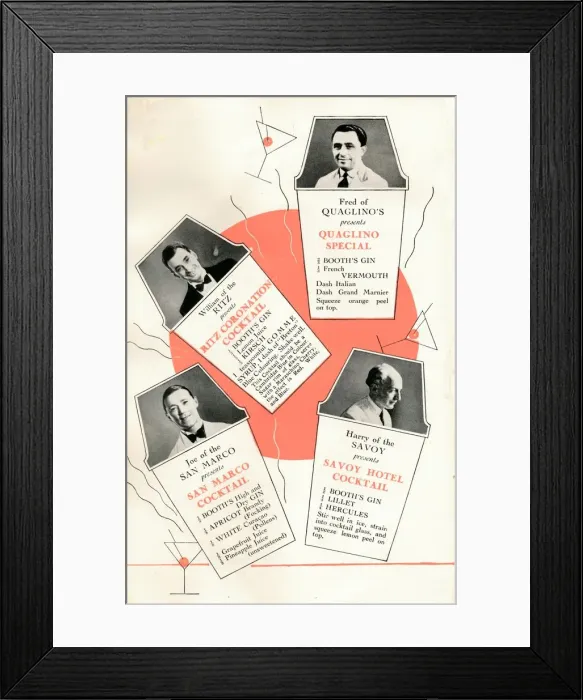 Framed Print : Cocktail recipes, c1935 (1935) Framed Print : Cocktail recipes, c1935 (1935)