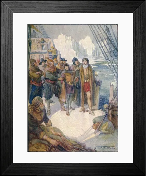 Framed Print : These Cruel Men Meant To Turn Hudson Adrift On The Icy Waters, 1907, (c1920). Artist: Joseph Ratcliffe Skelton Framed Print : These Cruel Men Meant To Turn Hudson Adrift On The Icy Waters, 1907, (c1920). Artist: Joseph Ratcliffe Skelton