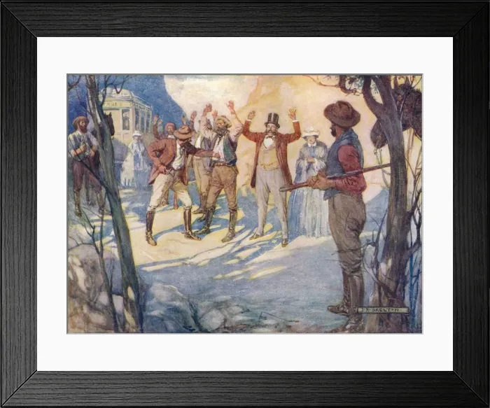 Framed Print : The Coach Would Be Held-Up and All The Passengers Robbed, c1908, (c1920). Artist: Joseph Ratcliffe Skelton Framed Print : The Coach Would Be Held-Up and All The Passengers Robbed, c1908, (c1920). Artist: Joseph Ratcliffe Skelton