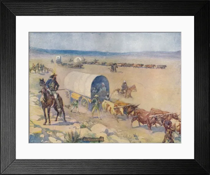 Framed Print : The Bullock-Waggons Wound Slowly Over The Billowy Plains, c1908, (c1920). Artist: Joseph Ratcliffe Skelton Framed Print : The Bullock-Waggons Wound Slowly Over The Billowy Plains, c1908, (c1920). Artist: Joseph Ratcliffe Skelton