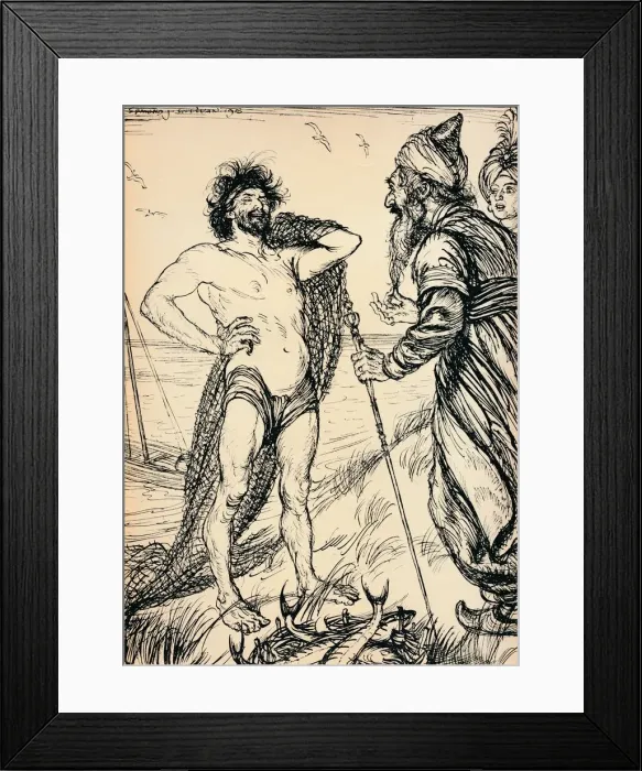 Framed Print : The Happy Man Found, 1918, (1918). Artist: Edmund Joseph Sullivan Framed Print : The Happy Man Found, 1918, (1918). Artist: Edmund Joseph Sullivan