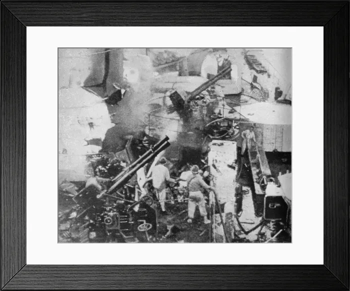 Framed Print : An Italian battleship is hit, 1940 (1943) Framed Print : An Italian battleship is hit, 1940 (1943)