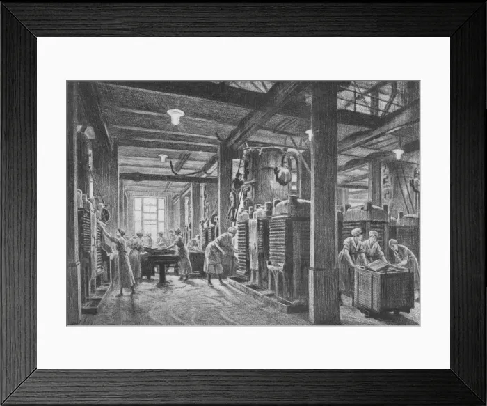 Framed Print : A Modern Oil Seed Crushing Plant, c1918, (1918). Artist: Gunning King Framed Print : A Modern Oil Seed Crushing Plant, c1918, (1918). Artist: Gunning King