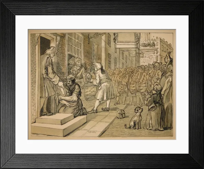 Framed Print : Sketch for Industry and Idleness - Plate VI, 1747. Artist: William Hogarth