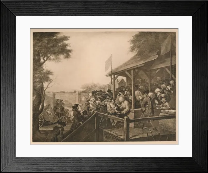 Framed Print : The Polling, Plate III from The Humours of an Election, 1757. Artist: William Hogarth Framed Print : The Polling, Plate III from The Humours of an Election, 1757. Artist: William Hogarth